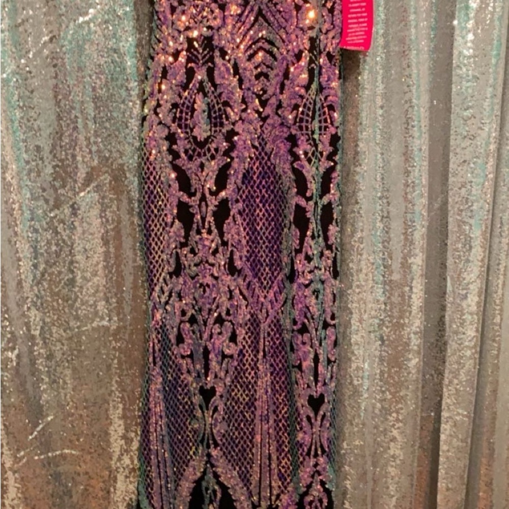 Elegant Purple and Black Maxi Gown for Prom